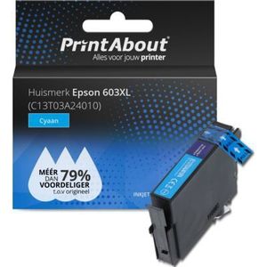 PrintAbout huismerk Inktcartridge 603XL (C13T03A24010) Cyaan Hoge capaciteit Geschikt voor Epson