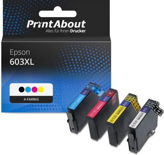 PrintAbout huismerk Inktcartridge 603XL (C13T03A14/24/34/44010) 4-kleuren Multipack Hoge capaciteit Geschikt voor Epson