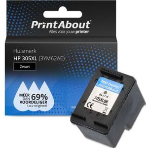 PrintAbout  Inktcartridge 305XL (3YM62AE) Zwart Hoge capaciteit geschikt voor HP