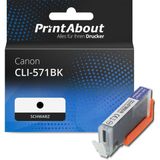 PrintAbout huismerk Inktcartridge CLI-571BK Zwart Geschikt voor Canon