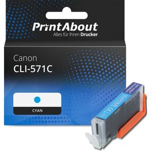 PrintAbout huismerk Inktcartridge CLI-571C Cyaan Geschikt voor Canon