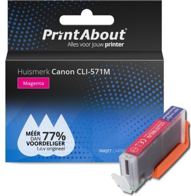 PrintAbout huismerk Inktcartridge CLI-571M Magenta Geschikt voor Canon
