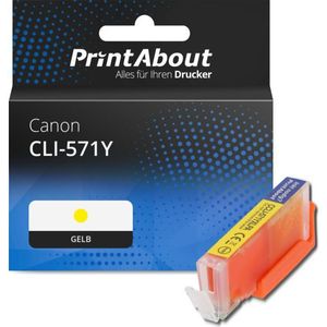 PrintAbout huismerk Inktcartridge CLI-571Y Geel Geschikt voor Canon