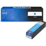 PrintAbout huismerk Inktcartridge 991X (M0J90AE) Cyaan Hoge capaciteit Geschikt voor HP