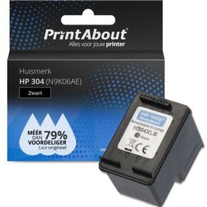 PrintAbout  Inktcartridge 304 (N9K06AE) Zwart geschikt voor HP