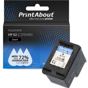 PrintAbout  Inktcartridge 62 (C2P04AE) Zwart geschikt voor HP