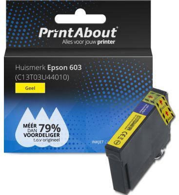PrintAbout huismerk Inktcartridge 603 (C13T03U44010) Geel Geschikt voor Epson