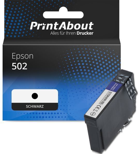 PrintAbout huismerk Inktcartridge 502 (C13T02V14010) Zwart Geschikt voor Epson