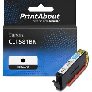 PrintAbout - Inktcartridge CLI-581BK - Zwart - Geschikt voor Canon