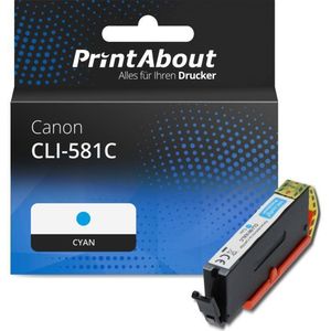 PrintAbout huismerk Inktcartridge CLI-581C Cyaan Geschikt voor Canon