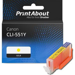 PrintAbout - Inktcartridge CLI-551Y - Geel - Geschikt voor Canon