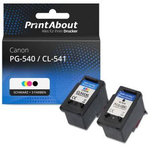PrintAbout huismerk Inktcartridge PG-540 / CL-541 Zwart + 3 kleuren Multipack geschikt voor Canon