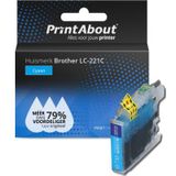 PrintAbout  Inktcartridge LC-221C Cyaan geschikt voor Brother