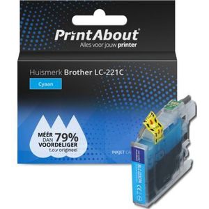 PrintAbout  Inktcartridge LC-221C Cyaan geschikt voor Brother