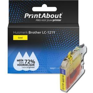 PrintAbout  Inktcartridge LC-121Y Geel geschikt voor Brother