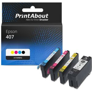 PrintAbout huismerk Inktcartridge 407 (C13T07U41/42/43/440) 4-kleuren Multipack Geschikt voor Epson