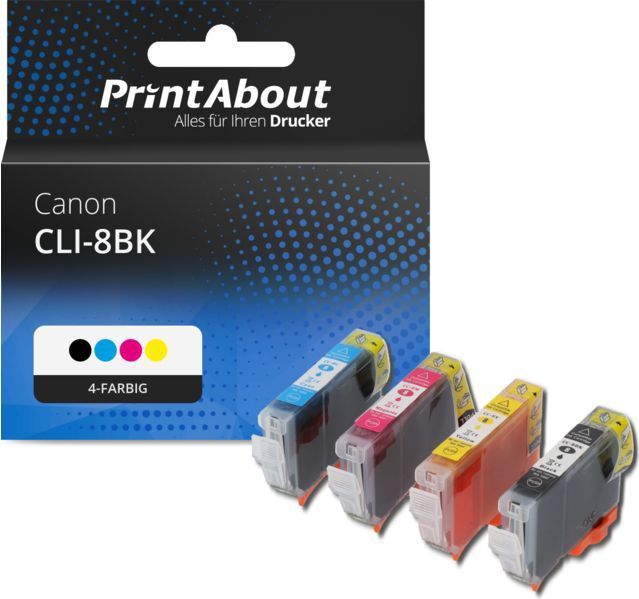 PrintAbout - Inktcartridge CLI-8BK - 4-kleuren Multipack - Geschikt voor Canon