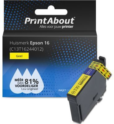 PrintAbout huismerk Inktcartridge 16 (C13T16244012) Geel Geschikt voor Epson