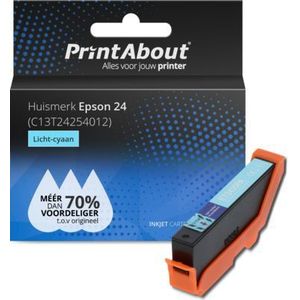 PrintAbout huismerk Inktcartridge 24 (C13T24254012) Licht-cyaan Geschikt voor Epson