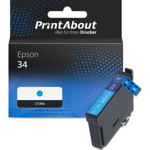 PrintAbout - Inktcartridge 34 - Cyaan - Geschikt voor Epson