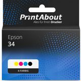 PrintAbout huismerk Inktcartridge 34 (C13T34664010) 4-kleuren Multipack Geschikt voor Epson