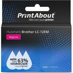 PrintAbout huismerk Inktcartridge LC-12EM Magenta Geschikt voor Brother
