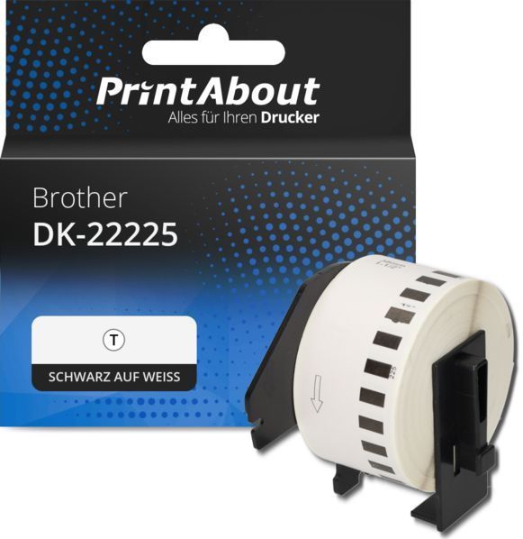 PrintAbout huismerk Etiket DK-22225 Zwart op wit (38  mm) Geschikt voor Brother