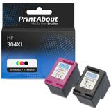 PrintAbout - HP 304XL Inktcartridge Zwart + 3 Kleuren Multipack - Hoge Capaciteit