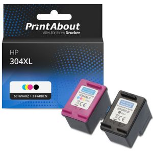 PrintAbout - HP 304XL Inktcartridge Zwart + 3 Kleuren Multipack - Hoge Capaciteit