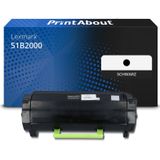 PrintAbout - Toner 51B2000 - Zwart - Geschikt voor Lexmark