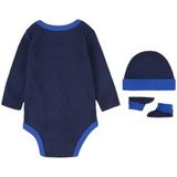 Nike Rompertje, muts en slofjes voor baby's, 3-delige set, Obsidiaan (ln0134-u90)/Blauw, 0-6 maanden
