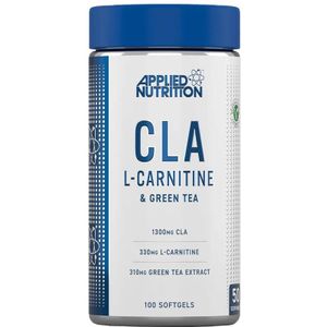 Applied Nutrition CLA, L-Carnitine & Groene Thee – Natuurlijk Energie Supplement van CLA Geconjugeerd Linolzuur, Vetverbrandende Blend, Ondersteunt Gewichtsbeheer, 100 Plantaardige Softgels - 50 Porties