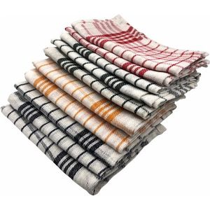 10-delig Vintage Plaid Katoenen Keukendoek Set - 40x60cm