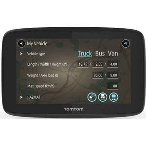TomTom truck navigatie GO Professional 520, 5 inch, Maps Europa en Traffic, specifieke services voor vrachtwagen, bus, bestelbus en andere grote voertuigen