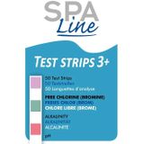 Spaline/Palin teststrips 3 in 1, voor meten van pH, hardheid (alkaliniteit) en chloor, verpakking 50 strips