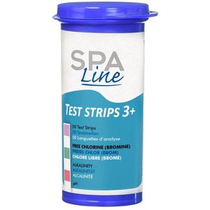 Spaline/Palin teststrips 3 in 1, voor meten van pH, hardheid (alkaliniteit) en chloor, verpakking 50 strips
