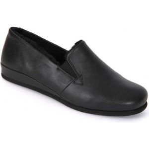 Pantoffel Rohde zwart leren/lamswol 6420-90