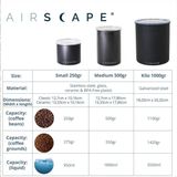 Planetary Design - Airscape Classic - Voorraadpot - Mat Zwart - 500 gram - Luchtdicht en Vers
