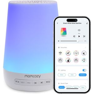 Momcozy White Noise Baby Slaapmachine – Nachtlicht - App-bediening - Muziek functie - Wit