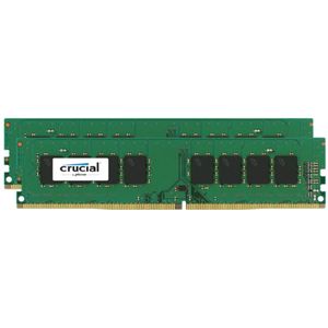 Crucial 8GB Kit DDR4 2400 MT/s 4GBx2 DIMM 288pin SR x8 unbuffer (2 x 4GB, 2400 MHz, DDR4 RAM, DIMM 288 pin), RAM, Groen