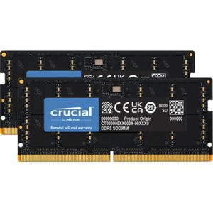 Crucial Kit DDR5-4800 SODIMM (2 x 32GB, 4800 MHz, DDR5 RAM, SO-DIMM), RAM, Zwart