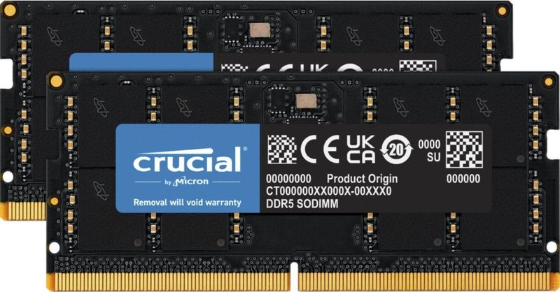 Crucial Laptopgeheugen 64GB DDR5 SODIMM 4800MHz 2 x 32GB