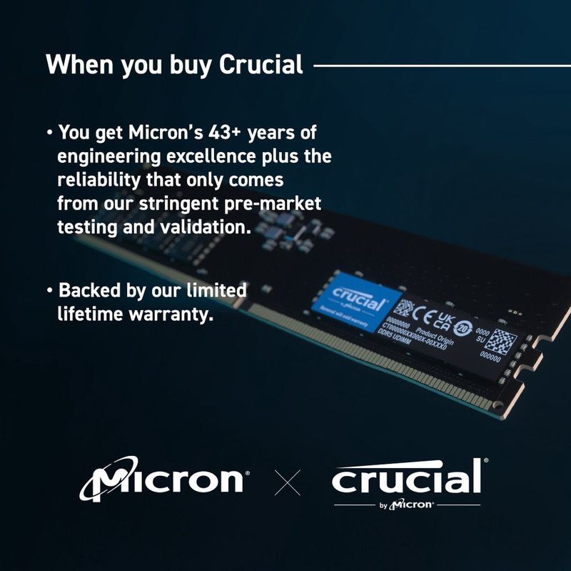 Crucial - CT2K32G56C46U5 - RAM Geheugen - 64GB - 2x32GB DDR5 5600MHz