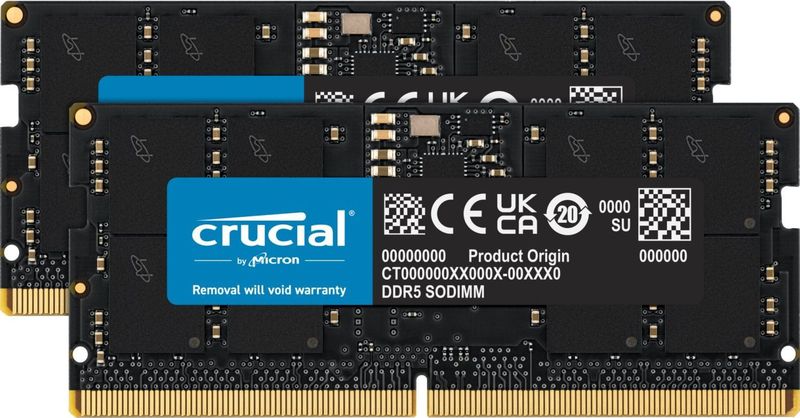 Crucial RAM 48GB Kit (2x24GB) DDR5 5600MHz (of 5200MHz of 4800MHz) Laptop Geheugen CT2K24G56C46S5