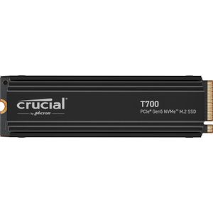 Crucial T700 1TB Gen5 NVMe M.2 SSD met koellichaam - tot 11.700 MB/s - DirectStorage geactiveerd - CT1000T700SSD5 - games, fotografie, videobewerking en design - interne harde schijf