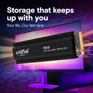 Crucial P310 Gen4 2280 1TB NVMe PCIe M.2 SSD met heatsink
