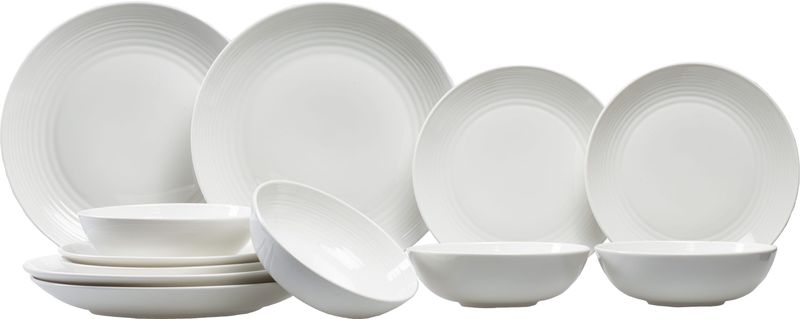 Gordon Ramsay - Maze White Collection - Steengoed Set van 12 - Dinerborden en Mueslikommen