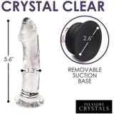 Pleasure Crystals - Glazen Dildo Met Siliconen Basis - 14 cm x 3.3 cm - Transparant