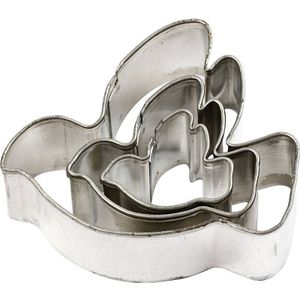 Creotime Uitstekers Vogel 2-3-4 Cm Staal Zilver 3-delig