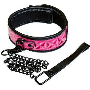 Sinful - Halsband met riem - Roze